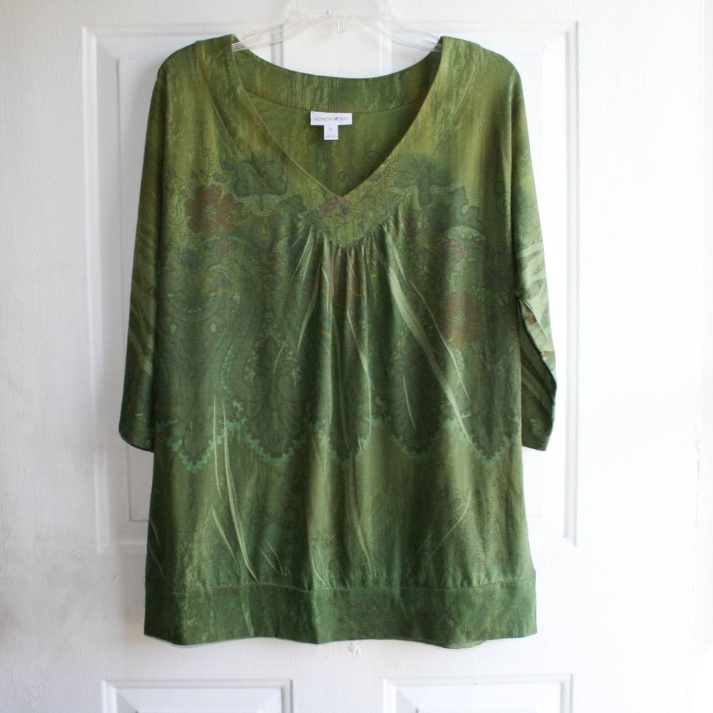 Fashion Bug Women 3/4 Sleeve Printed Shirt Sz: L